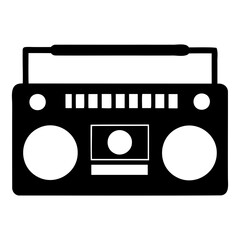 Old fashioned radio silhouette black vector image on no background