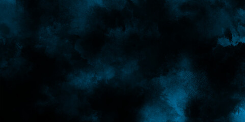 abstract cobalt blue fog or smoke color isolated black background, blue color paint texture photo background for portrait, dark blue grunge texture, black background .