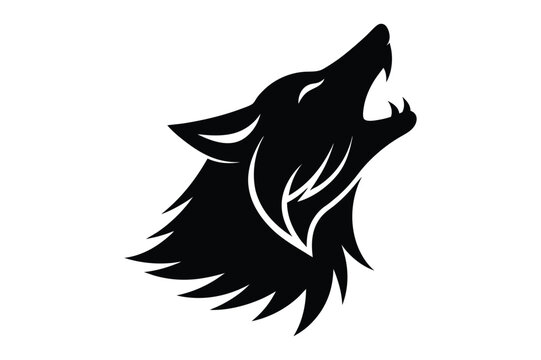 Silhouette of a howling wolf head vector for dramatic designs