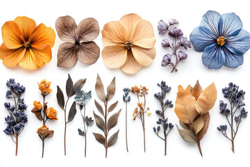Brown Vintage Floral Elements for Natural Design Projects