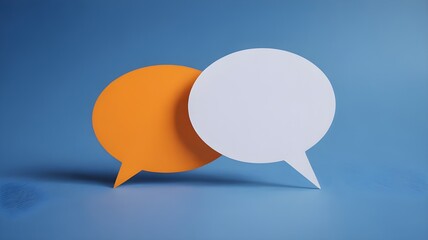 Two Speech Bubbles Highlighting Communication Concepts on a Vibrant Blue Background

