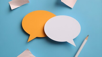 Two Speech Bubbles Highlighting Communication Concepts on a Vibrant Blue Background

