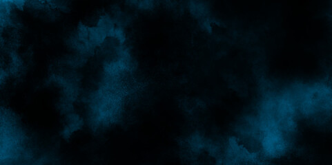abstract cobalt blue fog or smoke color isolated black background, blue color paint texture photo background for portrait, dark blue grunge texture, black background .