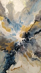 Naklejka premium Abstract Art with Gold and Blue Swirls