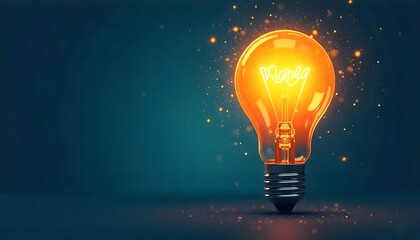 Bright Glowing Light Bulb Symbolizing Creativity and Innovative Ideas

