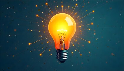 Bright Glowing Light Bulb Symbolizing Creativity and Innovative Ideas

