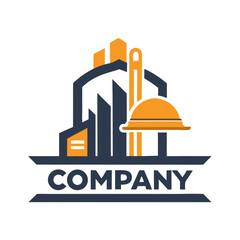 Modern architecture and construction logo with safety helmet