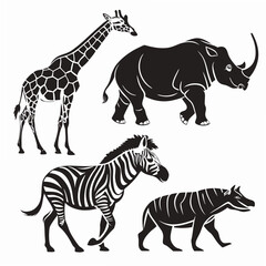 Fototapeta premium African safari animals silhouette set