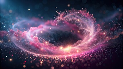 Obraz premium A mesmerizing cosmic swirl of pink and purple stardust, a vibrant nebula with glittering particles creating an ethereal and dreamy spectacle