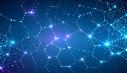 Abstract Blue Glowing Network Connection Background