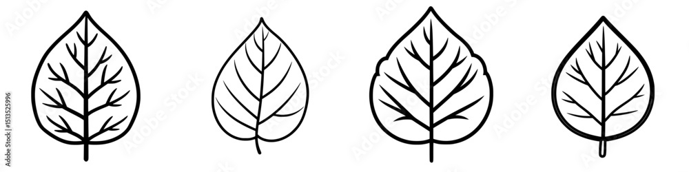 Poster black vector icons of various leaf designs showcasing intricate details and different shapes for use