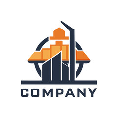 Abstract company symbol featuring construction elements within circular design