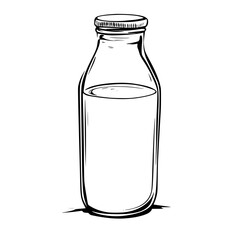 Black vector icon depicting a glass milk bottle with a lid, symbolizing purity and freshness in dairy products and nutrition