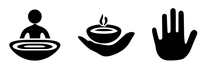 Vector icons representing wellness activities for relaxation, meditation, and mindfulness in a serene environment