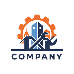 Construction and repair company logo vector design concept