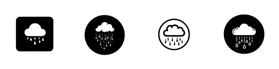 Vector icons representing rain in black design, suitable for weather applications and graphic projects