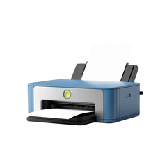 Modern Blue Printer with Paper Ready to Print Documents