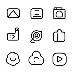 Collection of black vector icons featuring various elements for digital design and user interface
