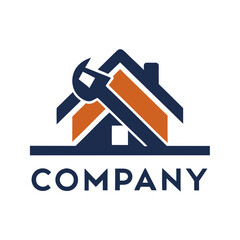 Home repair service logo with house and wrench icon