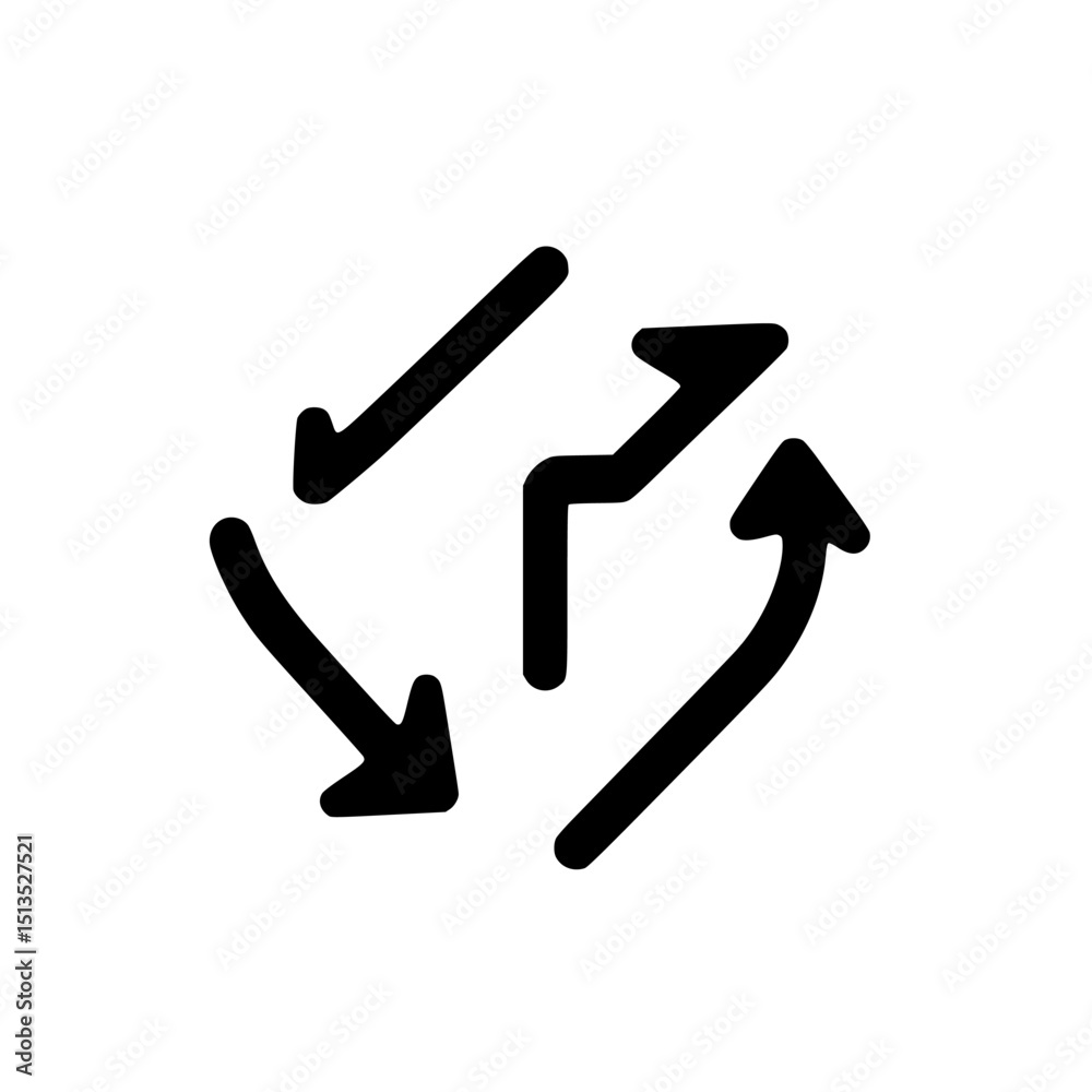 Poster vector icon representing dynamic movement with arrows showing bidirectional flow and change
