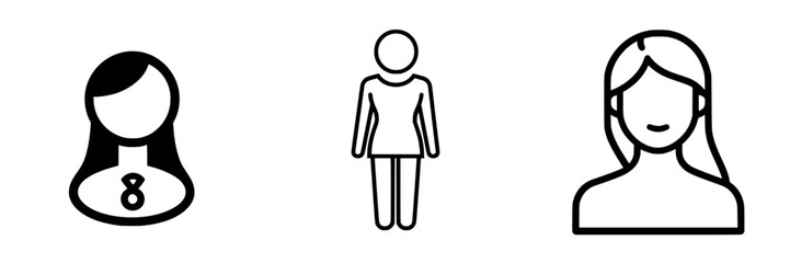 Obraz premium Various black vector icons representing different human figures and profiles showcasing diverse expressions and appearances