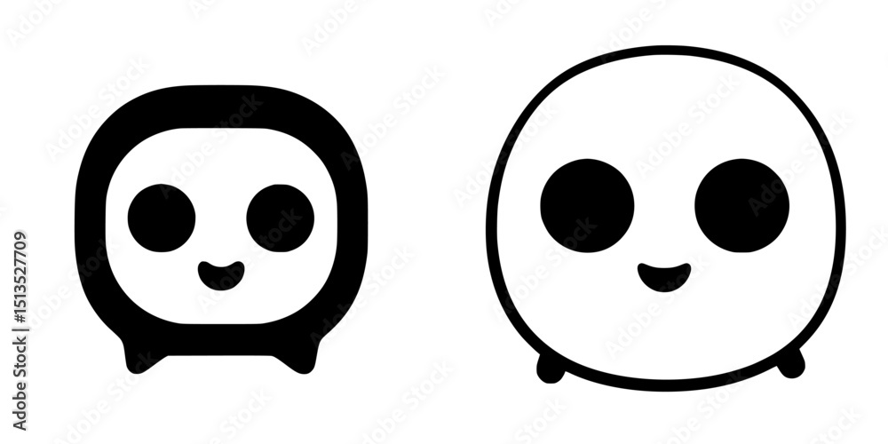 Poster vector icon featuring two smiling cartoon characters with distinct shapes and facial expressions in 
