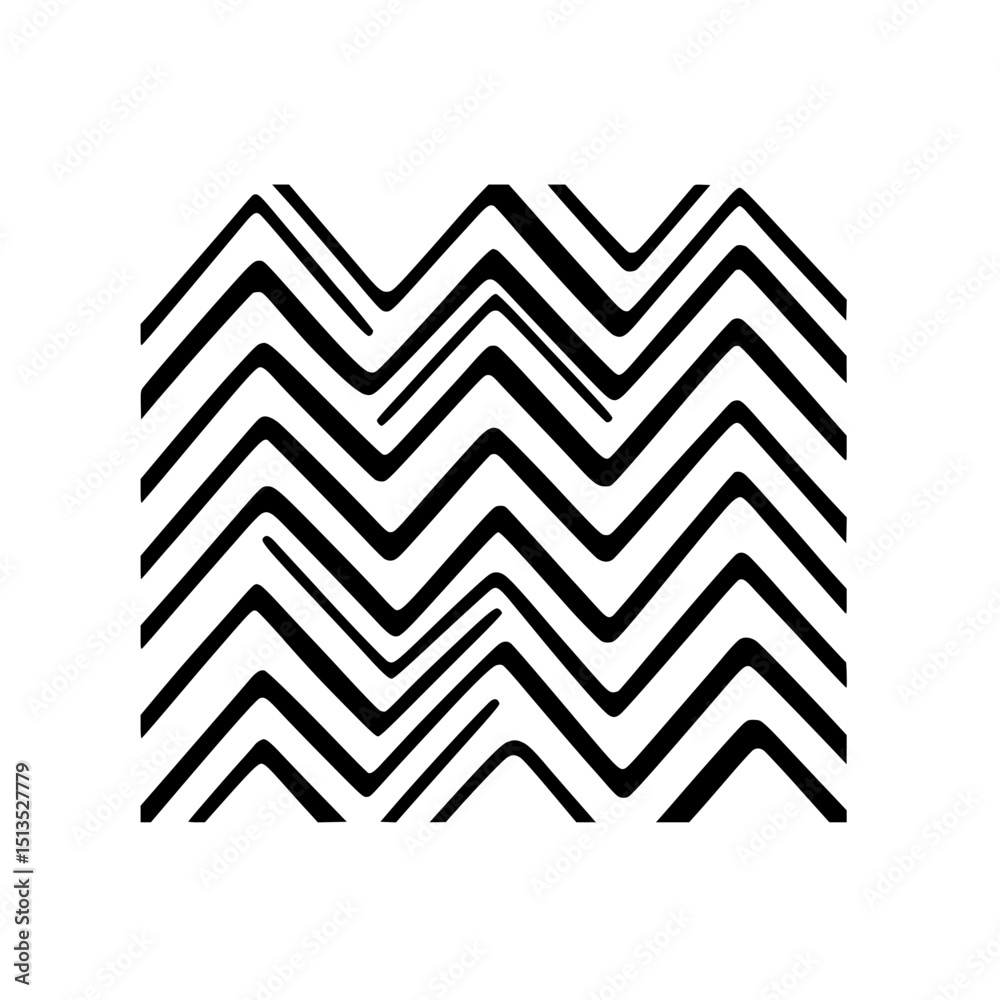 Poster dynamic black vector icon featuring zigzag pattern suitable for various design applications and back