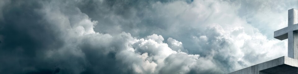 Fototapeta premium Dramatic Sky Over a Simple Cross Symbol