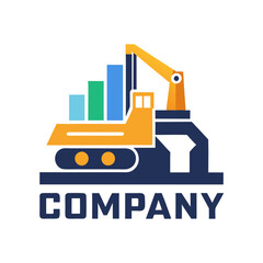 Construction equipment with bar graph, illustrating economic growth trend