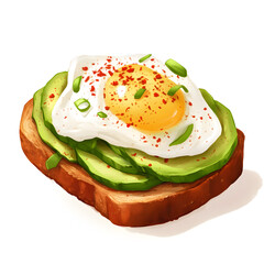 A Crunchy Avocado Toast with Poached Eggs and Chili