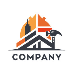 Fototapeta premium Modern logo design concept for construction or real estate