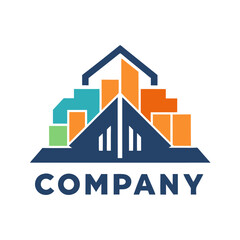 Colorful architectural shapes logo symbolizing growth and building potential