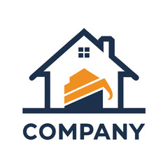 Modern home construction and design logo with bold colors
