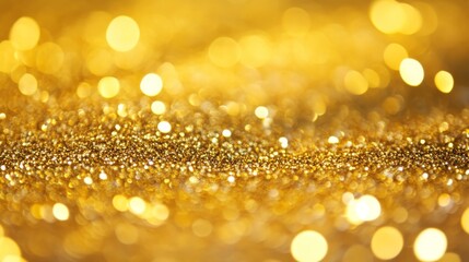 Golden Glitter Bokeh Background with Sparkling Light