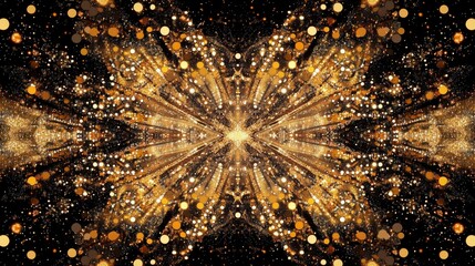 Golden Glitter Bokeh Background with Sparkling Light