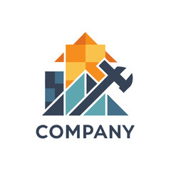 Abstract company logo of construction renovation and maintenance services