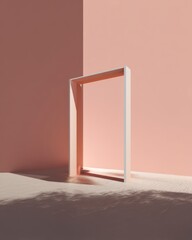 Minimalist Door Frame in Peach Environment