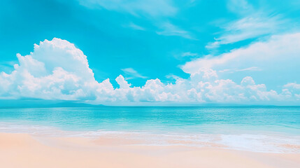 Fototapeta premium Tropical Beach with Blue Sky and Clouds