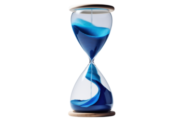 Blue Hourglass: Time Management, Deadline, and Efficiency Concept isolated on transparent background png
