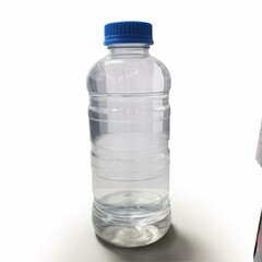 Transparent Plastic Water Bottle with Blue Cap Beverage Refreshment Container Minimalist Image