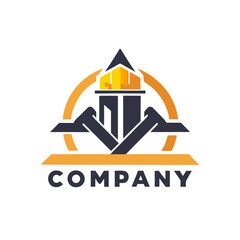 Fototapeta premium Abstract geometric construction logo design with circle element