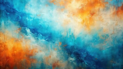 Abstract Textured Canvas A Blend of Warm Orange and Cool Teal Hues