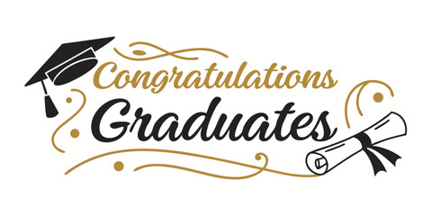 Congrats Graduates Typography Sign.eps