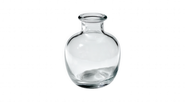 Clear glass vase isolated on transparent background, PNG