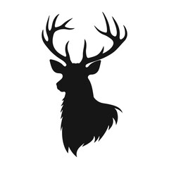 Deer head black logo silhouette vector