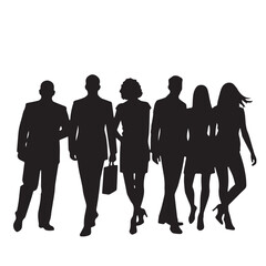 Business people, set of vector silhouettes and silhouettes of men
