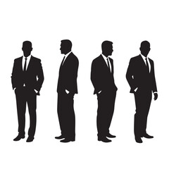 Business people, set of vector silhouettes and silhouettes of men
