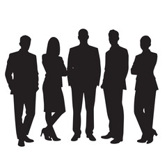 Business people, set of vector silhouettes and silhouettes of men
