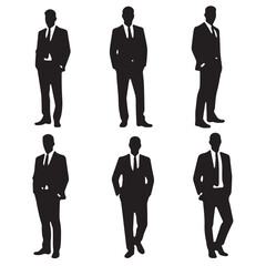 Business people, set of vector silhouettes and silhouettes of men

