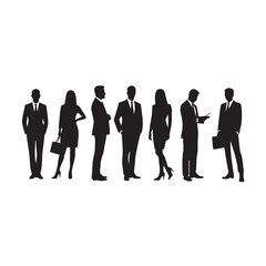 Business people, set of vector silhouettes and silhouettes of men

